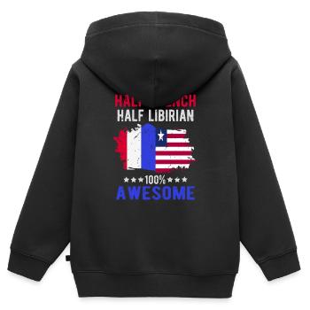 Halb Franzose Halb Libyer - Kinder Premium Organic Zip Hoodie - Schwarz - Hinten - AI Model Kid Male (0cm)