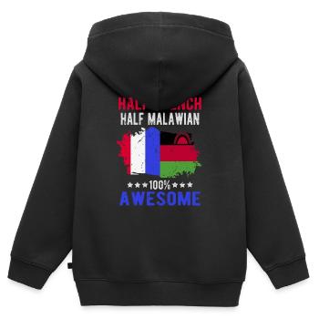 Half French Half Malawi - Kids Premium Organic Zip-up Hoodie - black - Back - AI Model Kid Male (0cm)