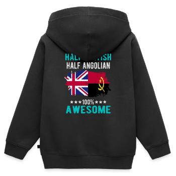 Moitié britannique moitié angolier - Sweat Premium à capuche zippé enfant bio - noir - Dos - AI Model Kid Male (0cm)