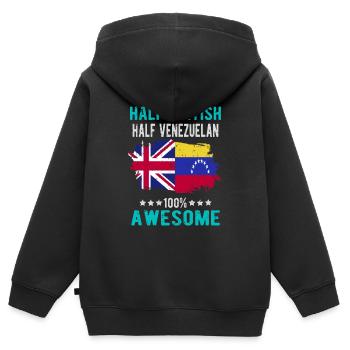 Moitié britannique moitié vénézuélien - Sweat Premium à capuche zippé enfant bio - noir - Dos - AI Model Kid Male (0cm)