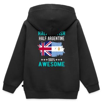 Moitié britannique moitié argentine - Sweat Premium à capuche zippé enfant bio - noir - Dos - AI Model Kid Male (0cm)