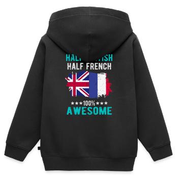 Half British Half British - Kids Premium Organic Zip-up Hoodie - black - Back - AI Model Kid Male (0cm)