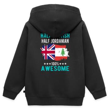 Halb Brite Halb Jordanier - Kinder Premium Organic Zip Hoodie - Schwarz - Hinten - AI Model Kid Male (0cm)