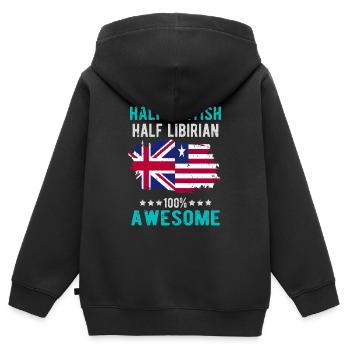Halb Brite Halb Libyer - Kinder Premium Organic Zip Hoodie - Schwarz - Hinten - AI Model Kid Male (0cm)