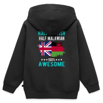 Half British Half Malawi - Kids Premium Organic Zip-up Hoodie - black - Back - AI Model Kid Male (0cm)