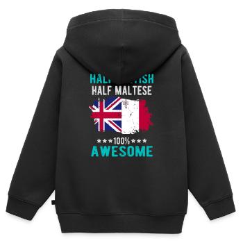 Halb Brite Halb Mateser - Kinder Premium Organic Zip Hoodie - Schwarz - Hinten - AI Model Kid Male (0cm)