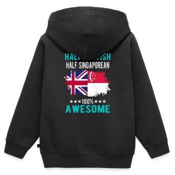Moitié britannique moitié singapourien - Sweat Premium à capuche zippé enfant bio - noir - Dos - AI Model Kid Male (0cm)