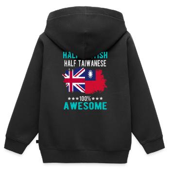 Moitié britannique moitié taïwanais - Sweat Premium à capuche zippé enfant bio - noir - Dos - AI Model Kid Male (0cm)