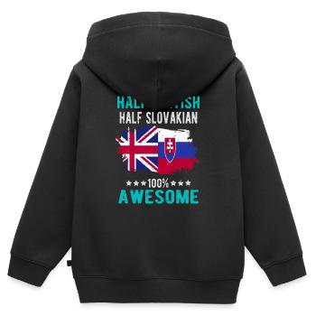 Moitié britannique moitié slovaque - Sweat Premium à capuche zippé enfant bio - noir - Dos - AI Model Kid Male (0cm)