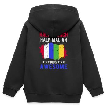 Moitié Français moitié malien - Sweat Premium à capuche zippé enfant bio - noir - Dos - AI Model Kid Male (0cm)