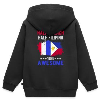 Moitié Français moitié philippin - Sweat Premium à capuche zippé enfant bio - noir - Dos - AI Model Kid Male (0cm)