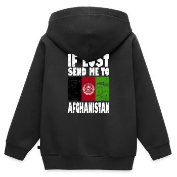 Afghanistan Flagge Spruch - Kinder Premium Organic Zip Hoodie - Schwarz - Hinten - AI Model Kid Male (0cm)