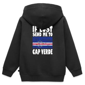 Drapeau du Cap-Vert - Sweat Premium à capuche zippé enfant bio - noir - Dos - AI Model Kid Male (0cm)