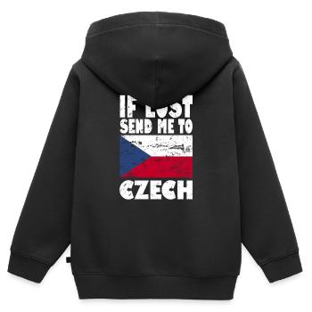 Drapeau de la République tchèque - Sweat Premium à capuche zippé enfant bio - noir - Dos - AI Model Kid Male (0cm)