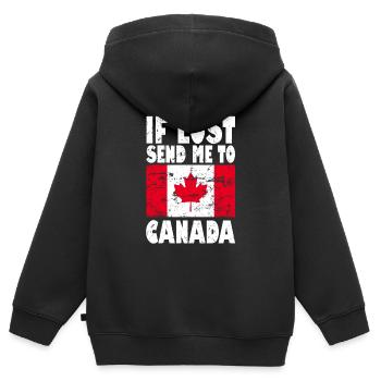 Kanada Flagge Spruch - Kinder Premium Organic Zip Hoodie - Schwarz - Hinten - AI Model Kid Male (0cm)