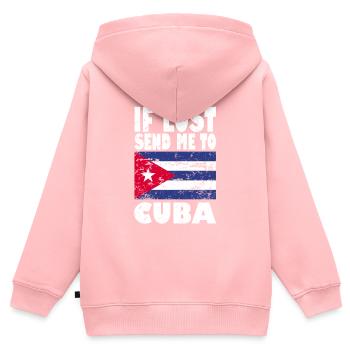 Drapeau de Cuba - Sweat Premium à capuche zippé enfant bio - rose - Dos - AI Model Kid Female (0cm)