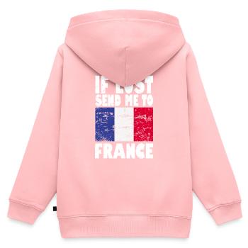 Slogan du drapeau de la France - Sweat Premium à capuche zippé enfant bio - rose - Dos - AI Model Kid Female (0cm)
