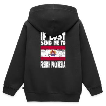 Français Drapeau de la Polynésie - Sweat Premium à capuche zippé enfant bio - noir - Dos - AI Model Kid Male (0cm)