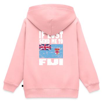 Drapeau des Fidji - Sweat Premium à capuche zippé enfant bio - rose - Dos - AI Model Kid Female (0cm)