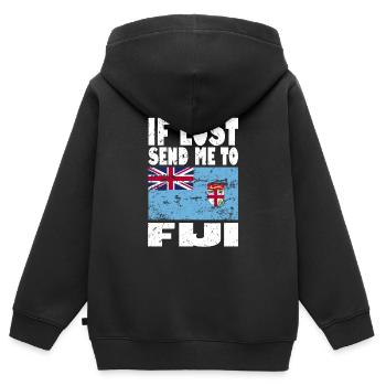 Drapeau des Fidji - Sweat Premium à capuche zippé enfant bio - noir - Dos - AI Model Kid Male (0cm)