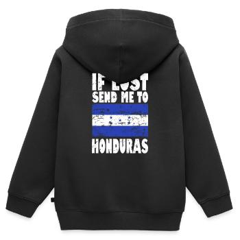 Honduras Flagge Spruch - Kinder Premium Organic Zip Hoodie - Schwarz - Hinten - AI Model Kid Male (0cm)