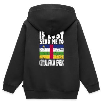 Zentralafrikanische Republik Flagge Spruch - Kinder Premium Organic Zip Hoodie - Schwarz - Hinten - AI Model Kid Male (0cm)