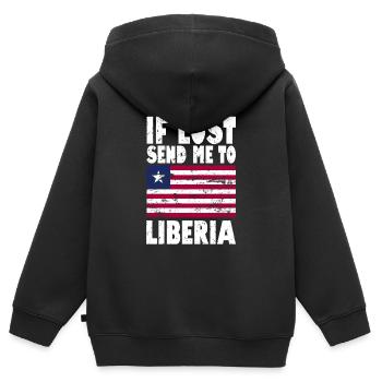 Drapeau de la Libye - Sweat Premium à capuche zippé enfant bio - noir - Dos - AI Model Kid Male (0cm)