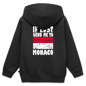 Drapeau de Monaco - Sweat Premium à capuche zippé enfant bio - noir - Dos - AI Model Kid Male (0cm)