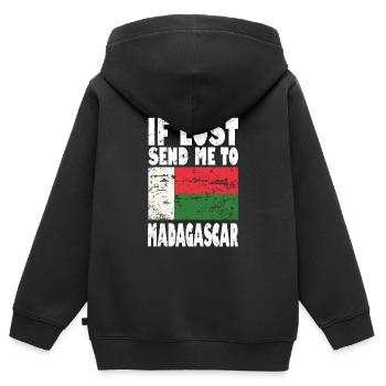 Drapeau de Madagascar - Sweat Premium à capuche zippé enfant bio - noir - Dos - AI Model Kid Male (0cm)