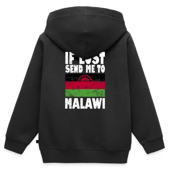 Drapeau du Malawi - Sweat Premium à capuche zippé enfant bio - noir - Dos - AI Model Kid Male (0cm)