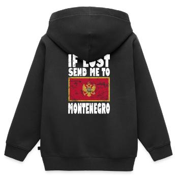 Drapeau du Monténégro - Sweat Premium à capuche zippé enfant bio - noir - Dos - AI Model Kid Male (0cm)