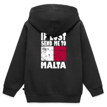 Drapeau de Malte - Sweat Premium à capuche zippé enfant bio - noir - Dos - AI Model Kid Male (0cm)