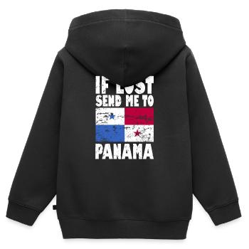 Drapeau du Panama - Sweat Premium à capuche zippé enfant bio - noir - Dos - AI Model Kid Male (0cm)