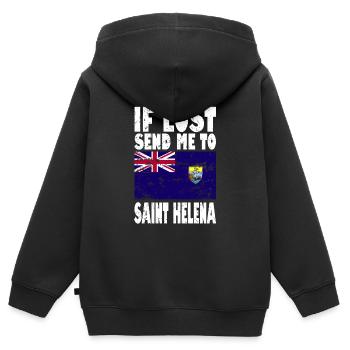 Sankt Helena Flagge Spruch - Kinder Premium Organic Zip Hoodie - Schwarz - Hinten - AI Model Kid Male (0cm)