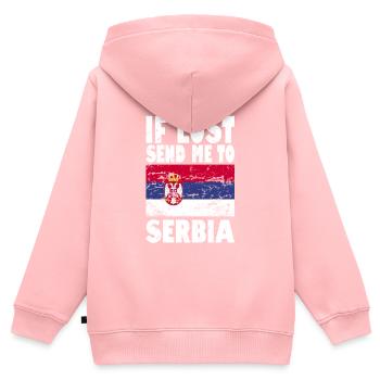 Slogan du drapeau de la Serbie - Sweat Premium à capuche zippé enfant bio - rose - Dos - AI Model Kid Female (0cm)