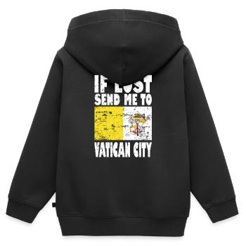 Drapeau de la Cité du Vatican - Sweat Premium à capuche zippé enfant bio - noir - Dos - AI Model Kid Male (0cm)