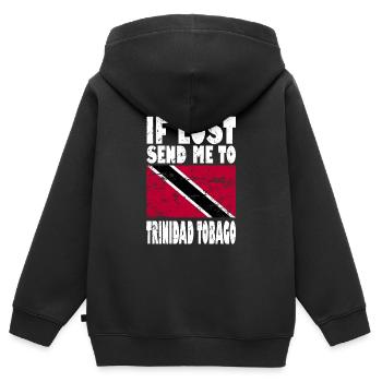 Drapeau de Trinité-et-Tobago - Sweat Premium à capuche zippé enfant bio - noir - Dos - AI Model Kid Male (0cm)