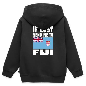 Drapeau des Fidji - Sweat Premium à capuche zippé enfant bio - noir - Dos - AI Model Kid Male (0cm)