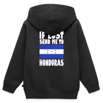 Honduras Flagge Spruch - Kinder Premium Organic Zip Hoodie - Schwarz - Hinten - AI Model Kid Male (0cm)