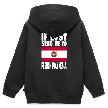 Français Drapeau de la Polynésie - Sweat Premium à capuche zippé enfant bio - noir - Dos - AI Model Kid Male (0cm)