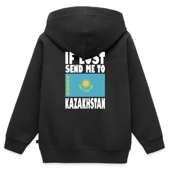Kasachstan Flagge Spruch - Kinder Premium Organic Zip Hoodie - Schwarz - Hinten - AI Model Kid Male (0cm)