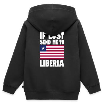 Drapeau de la Libye - Sweat Premium à capuche zippé enfant bio - noir - Dos - AI Model Kid Male (0cm)