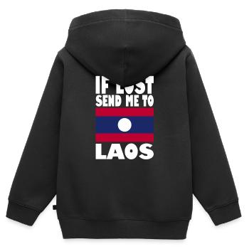 Drapeau du Laos - Sweat Premium à capuche zippé enfant bio - noir - Dos - AI Model Kid Male (0cm)