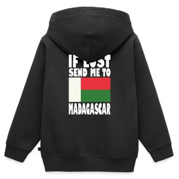 Drapeau de Madagascar - Sweat Premium à capuche zippé enfant bio - noir - Dos - AI Model Kid Male (0cm)