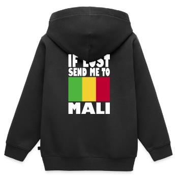 Slogan du drapeau du Mali - Sweat Premium à capuche zippé enfant bio - noir - Dos - AI Model Kid Male (0cm)