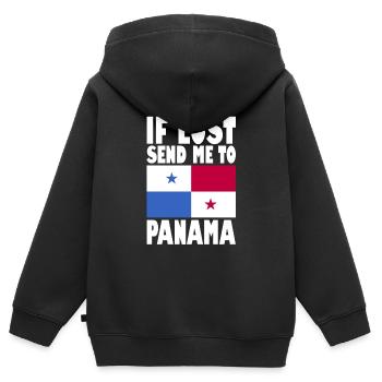 Drapeau du Panama - Sweat Premium à capuche zippé enfant bio - noir - Dos - AI Model Kid Male (0cm)