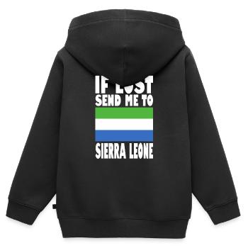 Sierra Leone Flagge Spruch - Kinder Premium Organic Zip Hoodie - Schwarz - Hinten - AI Model Kid Male (0cm)