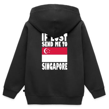 Drapeau de Singapour - Sweat Premium à capuche zippé enfant bio - noir - Dos - AI Model Kid Male (0cm)