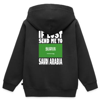 Saudi Arabien Flagge Spruch - Kinder Premium Organic Zip Hoodie - Schwarz - Hinten - AI Model Kid Male (0cm)