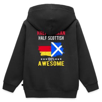 Halb Deutsch Halb Schotte - Kinder Premium Organic Zip Hoodie - Schwarz - Hinten - AI Model Kid Male (0cm)